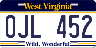 WV license plate OJL452