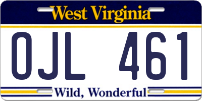 WV license plate OJL461