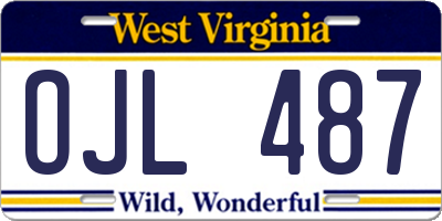 WV license plate OJL487
