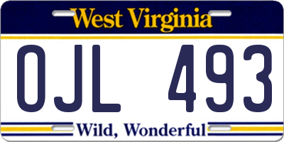 WV license plate OJL493