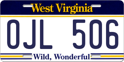 WV license plate OJL506