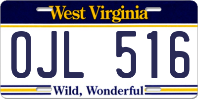 WV license plate OJL516