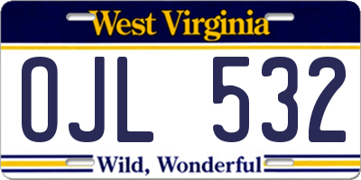 WV license plate OJL532