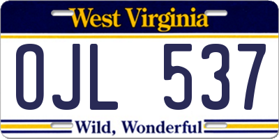 WV license plate OJL537