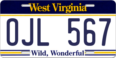 WV license plate OJL567