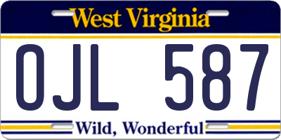 WV license plate OJL587