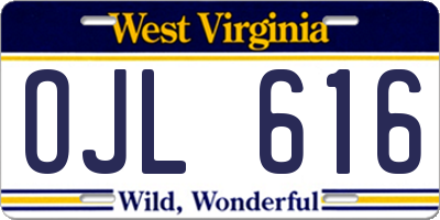 WV license plate OJL616