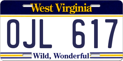 WV license plate OJL617
