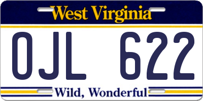 WV license plate OJL622