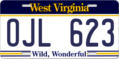 WV license plate OJL623