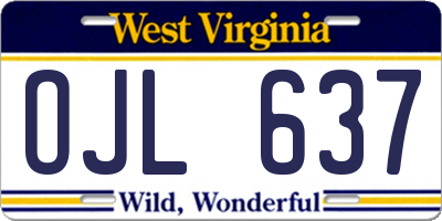 WV license plate OJL637