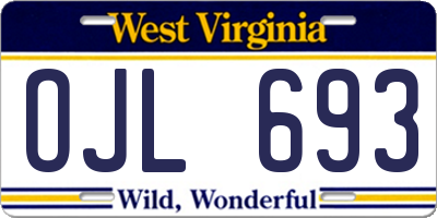 WV license plate OJL693