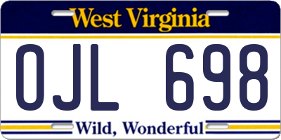WV license plate OJL698