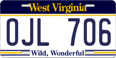 WV license plate OJL706