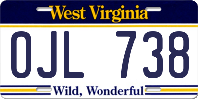WV license plate OJL738