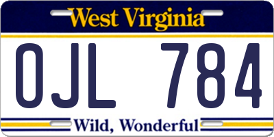 WV license plate OJL784