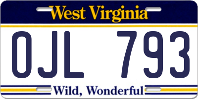 WV license plate OJL793