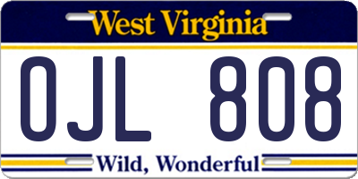 WV license plate OJL808