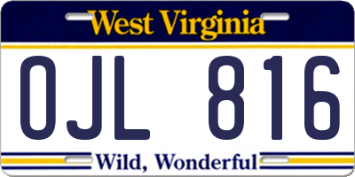 WV license plate OJL816
