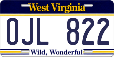 WV license plate OJL822