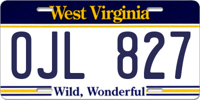 WV license plate OJL827