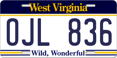 WV license plate OJL836