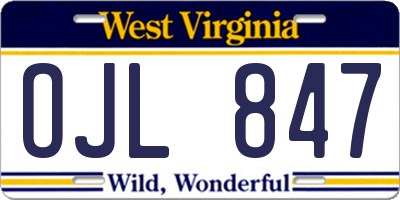 WV license plate OJL847