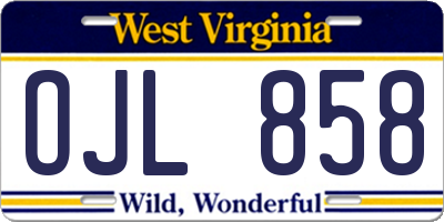 WV license plate OJL858