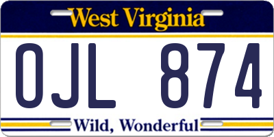 WV license plate OJL874