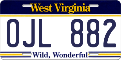 WV license plate OJL882