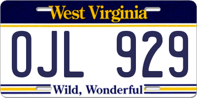 WV license plate OJL929