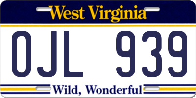 WV license plate OJL939
