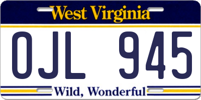 WV license plate OJL945