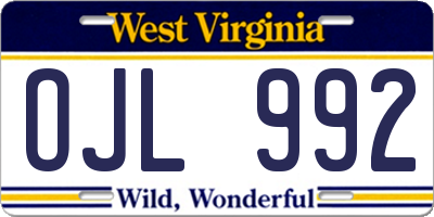 WV license plate OJL992