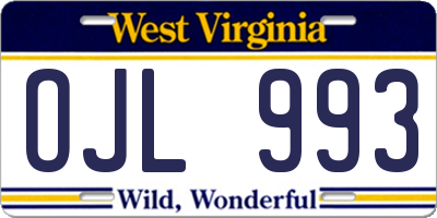 WV license plate OJL993