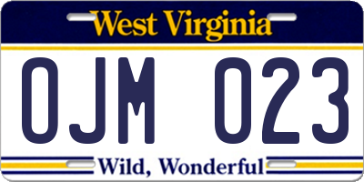 WV license plate OJM023