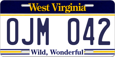 WV license plate OJM042