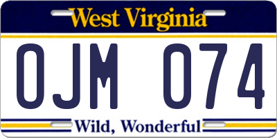 WV license plate OJM074