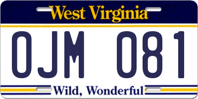WV license plate OJM081