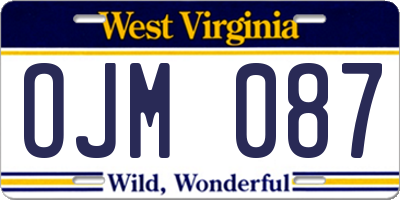 WV license plate OJM087