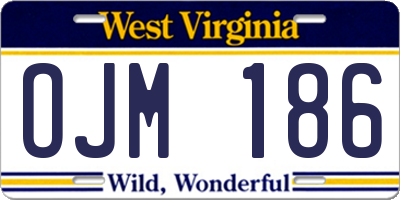 WV license plate OJM186