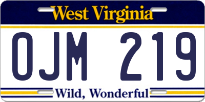 WV license plate OJM219