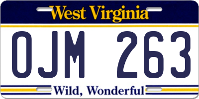 WV license plate OJM263