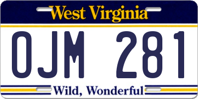 WV license plate OJM281