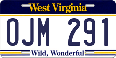 WV license plate OJM291