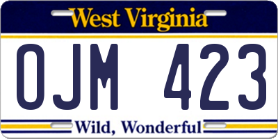 WV license plate OJM423