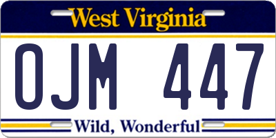 WV license plate OJM447