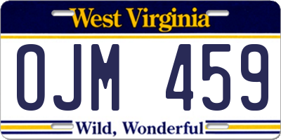 WV license plate OJM459