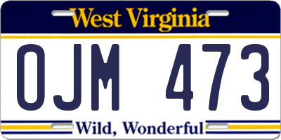 WV license plate OJM473