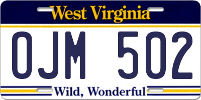 WV license plate OJM502